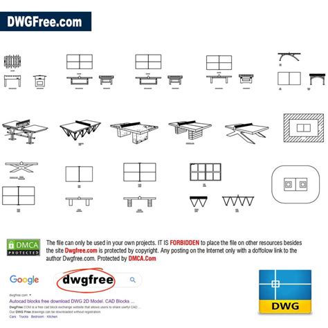 Free file Table tennis 2D AutoCAD in DWG format..